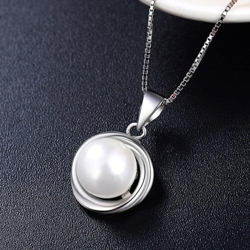 DIWENFU S925 Sterling Silver 45 Cm Necklace Natural Pearl Gemstone Fine Silver 925 Jewelry Bizuteria Collares Mujer Pendants Box