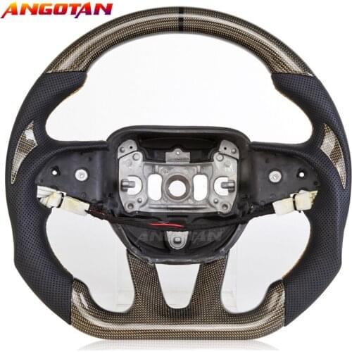 100% Carbon Fiber Perforated Leather Steering Wheel Fit For Dodge Muscle Car