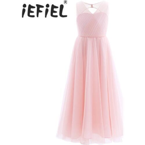 2020 White Flower Girl Lace Dress Pageant Wedding Bridal Dress Children Bridesmaid Toddler Elegant Summer Princess Tulle Dress