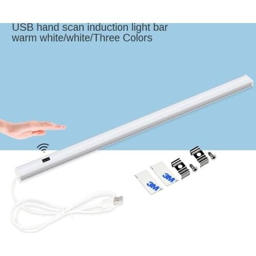 3 Colors USB LED Light Under Cabinet Bar Light Lamp lumiere LED Closet Light 5V Hand Sweep Lights Motion Sensor Bedroom Kitchen