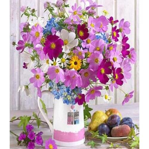 5D DIY Diamond Painting Square Round Diamond Flower Painting Beautiful Flower Pot Flower Picture Embroidery Cross Stitch WG2790