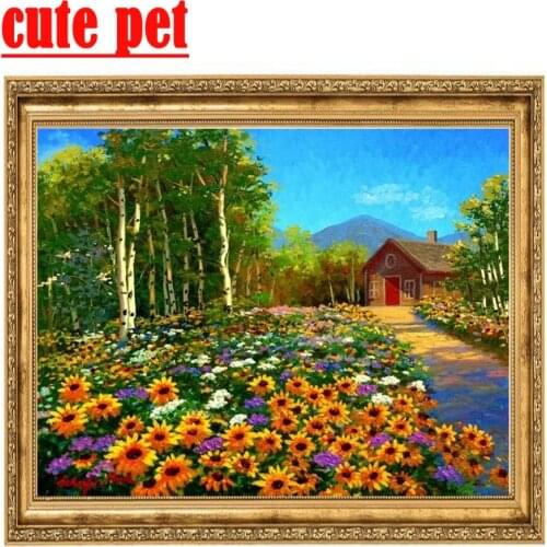 Wallpaper Spring Manor Scenery Diy Diamond Painting Full Drill mosaic diamant Embroidery rhinestone Home Decor puzzle No Frame