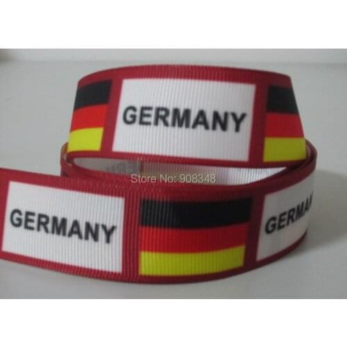 7/8" 22mm Germany Flag Printed Grosgrain Ribbon Hair Bows PGR182