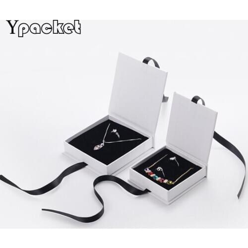 White Square Jewelry Organizer Box Rings Necklace Storage Box For Pendant Earrings Engagement Gifts Packaging Cases 30pc/Lot