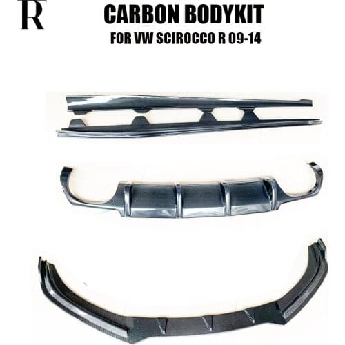 Carbon Fiber Bodykit Front Lip Rear Diffuser Side Skirt for Scirocco R R20 Bumper 2009 - 2014 ( only fit R cars )