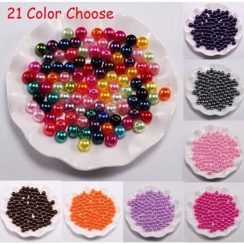 400pcs/Lot With Pearl Beads 6/8/10/12mm Hole ABS Imitation Round Acrylic Spacer Bead for DIY Jewelry Findings Making Accessories