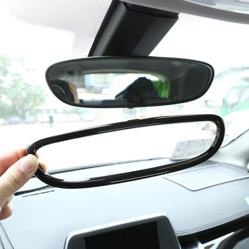 Black Wood Grain ABS Plastic Interior Rearview Mirror Frame Trim for BMW X1 F48 2016-2018 1 Series F20 2011-2015 Accessories