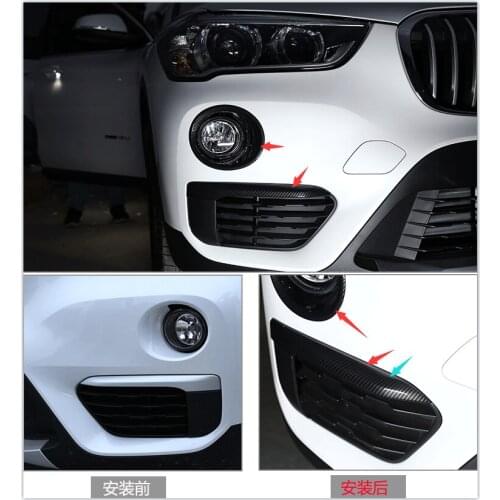 For BMW X1F48 2016 2017 2018 2019 Car Styling Carbon Fiber/Chrome Plated Front Fog Light Lamp Cover Trim Fog lamp eyebrow 2 pcs