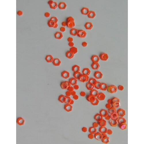 GD30-4 Free Shipping Wholesale 100g/bag Solvent Resistant 3mm Orange AB Hexagon Glitter Nice Nail art Glitter Pieces