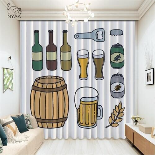 Cold Brewery Beer Food Bar Summer Curtains Design For Home Curtain Children Room Boy Window Decoration Curtain Kid Micro Shading