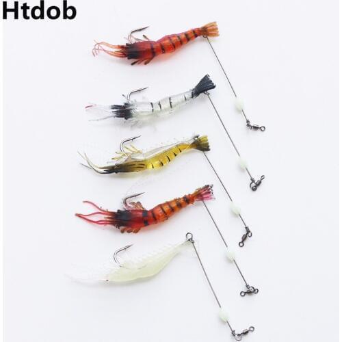 Htdob 5Pcs Noctilucent Soft Shrimp Lures 3.9Inch 6G Luminous Artificial Silicone Bait Soft Fishing Lure Carp Fishing Tackle