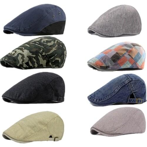 Classic Duckbill Denim Beret Adjustable Newsboy Caps Unisex Outdoor Hats Autumn Beret Flat Brim Cap Elastic Baseball Hat