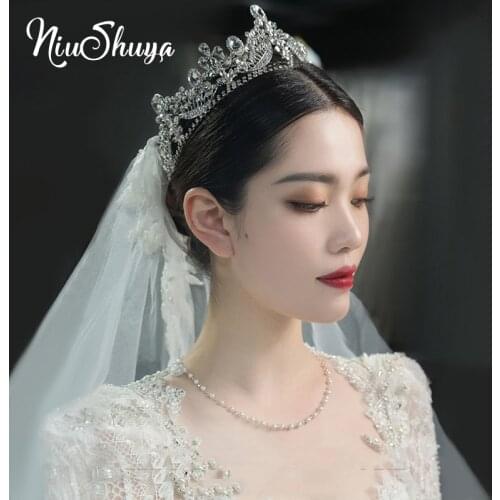 NiuShuya Wedding Crown Tiara Hairband Hair Jewelry Engagement Accessories for Women Pageant Fashion Hairwear Rhinestone De Noiva