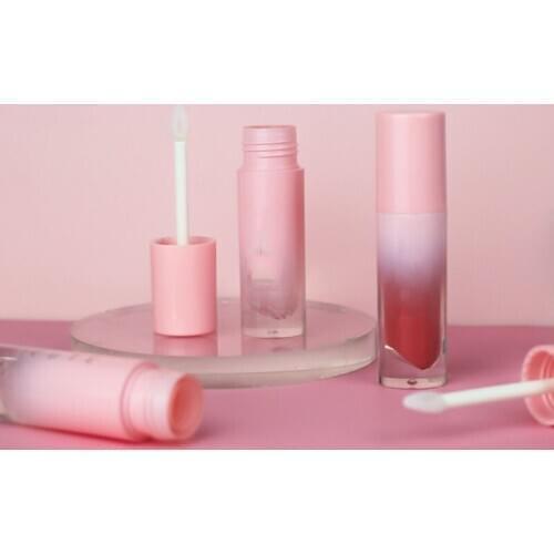 4ml Round empty lip tubes girl gradation peach pink CUTE lipstick tubes laser logo lip glaze lip gloss empty tubes