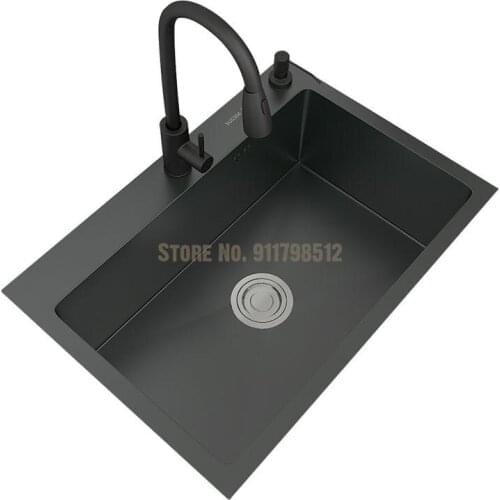 Kitchen Sink Nano Handmade Sink Single Bowl Kitchen 304 Stainless Steel Sink Black Household Sink