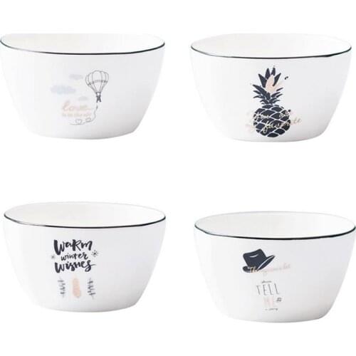Nordic Style Square Rice Bowl Japanese Small Ceramic Soup Bowl Household Tableware Dessert Organizer Creative Home Vegetable Fru