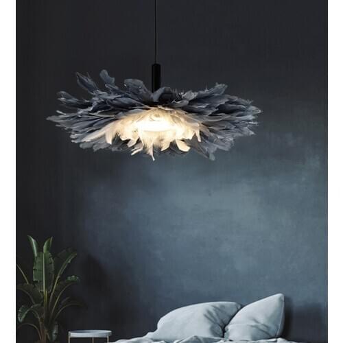 Feather chandelier Nordic ins style suspension light design warm art modeling childrens lamp kitchen lamp exhibition home