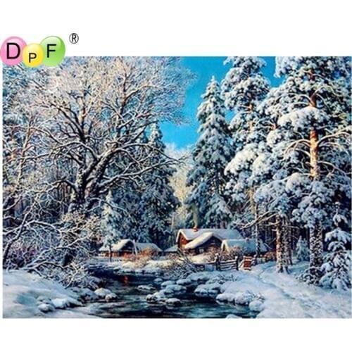 DPF NEW Diy Diamond painting cross stitch round diamond mosaic scenery pattern rhinestones diamond embroidery will duck picture