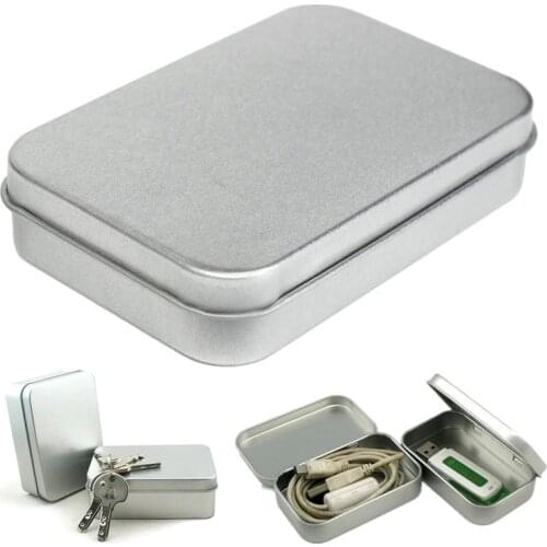 Survival Kit Tin Higen Lid Small Empty Silver Flip Metal Storage Box Case Organizer For Money Coin Candy Keys