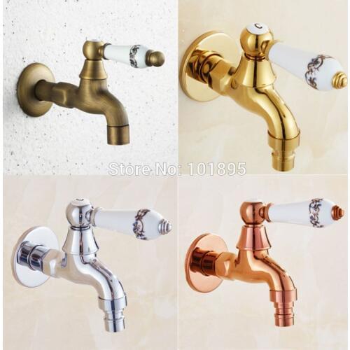 Wall Mounted Half Inch Thread 5 Colors Finishing Brass Bibcock used in Bathroom and Washing Machine L17001