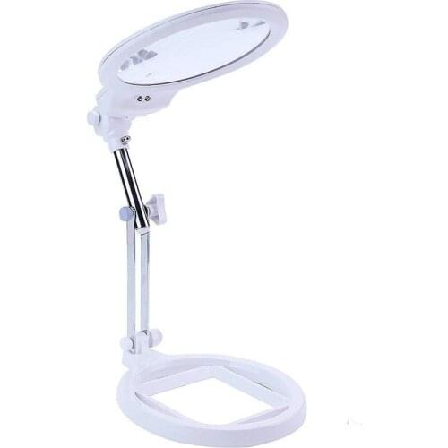 Table Lamp Magnifier 2.5X 5X LED Magnifier with Illumination Adjustable Desktop Magnifying Glass Foldable Magnifier Glasses
