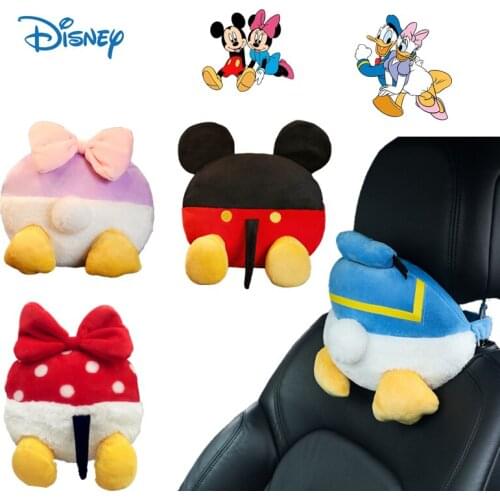Disney Mickey Minnie Car Headrest Neck Pillow Plush Donald Duck Cartoon Butt Seat Cushion Cute Car Pillow Car Accessories