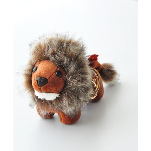 9cm Stand Lion Pendant Bag Hanging Ornaments Boutique Soft Key Chain Ring Plush Keychains Doll Toy