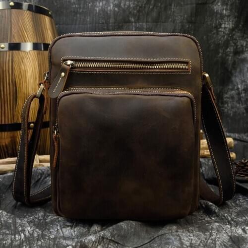 MAHEU Casual Mens Shoulder Bag Cowskin Small Shoulder Bag Daily Use Crossbody Bag Leather Messenger Bags Of Men Male Vintage Bag
