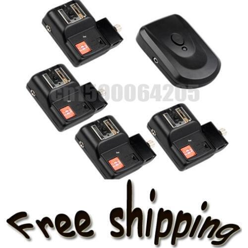 PT-04NE 4 Channels Wireless/Radio Flash Trigger SET with 1 Transmitter +4 Receivers +1 Sync Cord