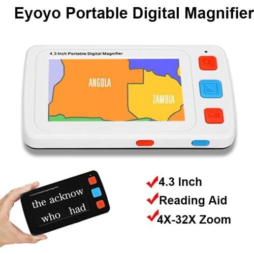 Portable Digital Magnifier Handheld Electronic Reading Aid 4.3 Inch Foldable Handle Multiple Color Modes For Low Vision