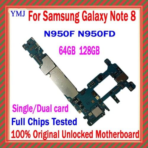 Full Unlock For Samsung Galaxy Note 8 N950F/N950FD Motherboard 64GB 128GB 100% Original full chips Logic Board Good Test Replace