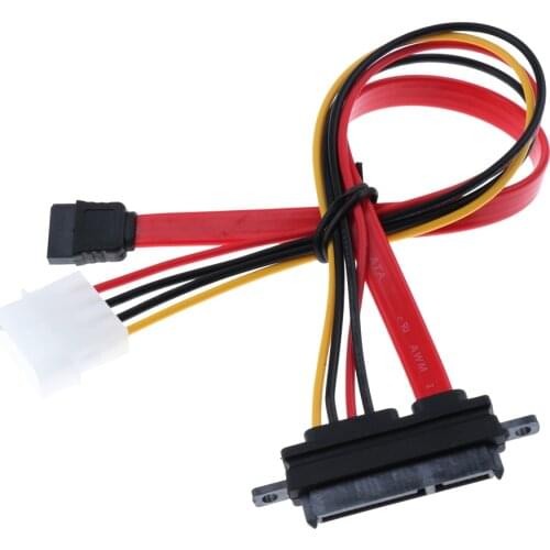 SATA 22 Pin Female to SATA 7 Pin/LP4 SATA Power Converter Cable - 12 Inches