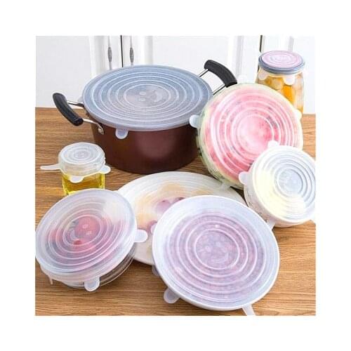 6PCS/12PCS Food Silicone Cover Universal Silicone Lids For Cookware Bowl Pot Reusable Stretch Lids Kitchen Accessories