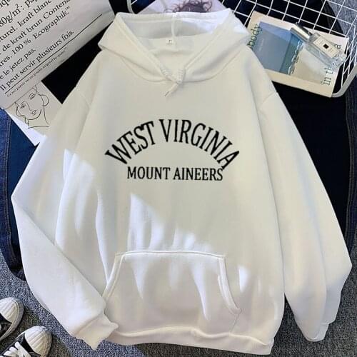 New Women Man WEST VIRGINIA Letter Hip Hop Agust Grunge Punk Hoodies Sweatshirt Oversize Harajuku Hooded Lovers Autumn Winter