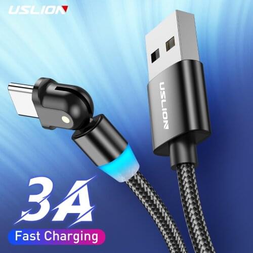 USLION USB C Fast Charging Cable Mobile Phone USB Type C Charger Cable for Samsung Galaxy S9 Huawei Xiaomi iPhone 12 Pro Max