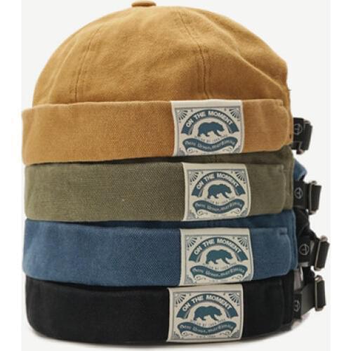 Vintage Docker Cap Brimless Hat Breathable Beanie Hats Cotton Retro Adjustable Literary Landlord Sailor Cap Women Hip Hop Hat