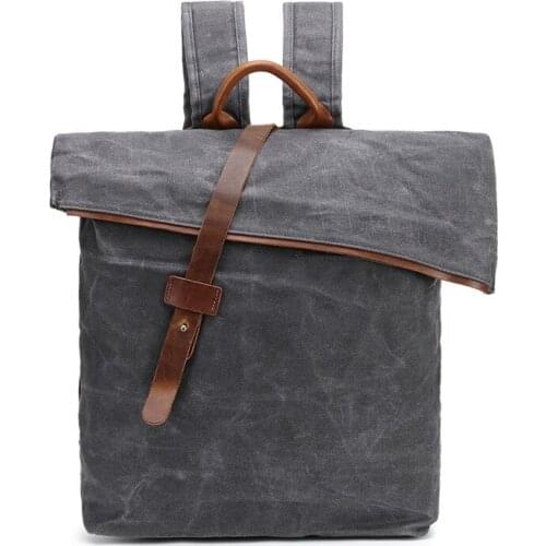 New Design Waterproof Backpack Waxed Canvas Men Travel Backpack Large Capacity Male Working Laptop Rucksack Support Dropshipping