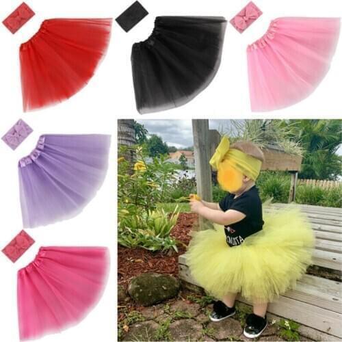 Summer Solid Cute Toddler Newborn Baby Girl Tutu Skirt & Headband Photo Prop Costume Cute Outfit