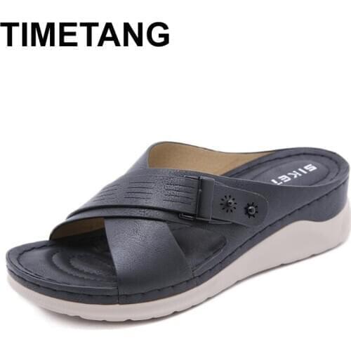 TIMETANG Woman Summer Comfortable Women Wedges Sandals Platform Casual Non-Slip Roman Womens slippers Beach Soft Female Loafers