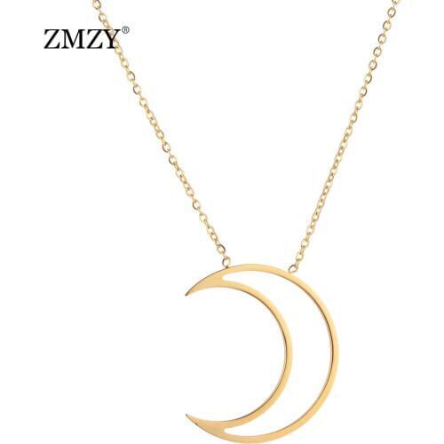 ZMZY Gold Color Moon Necklace Chain Necklaces For Women Collares Etnicos Bohemios Jewelry Gift Stainless Steel Choker Necklace