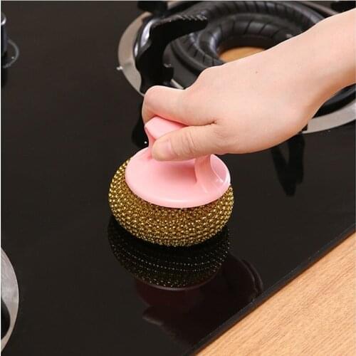 1psc Kitchenware dishwashing pot cleaning household high-definition steel wire ball cleaning ball random color