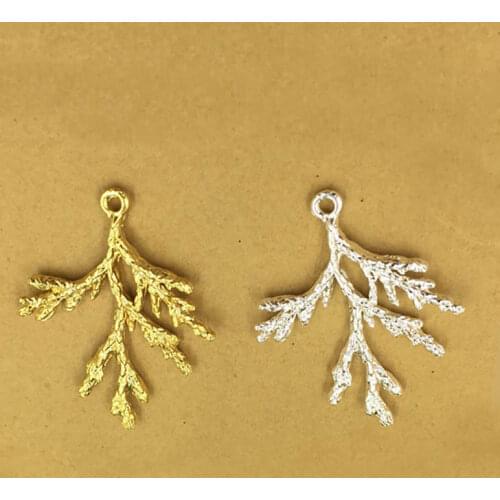 10Pcs Alloy Fligree Leaf Charms Silver Gold Colors 27x37mm Matsue Pendant for DIY Jewelry Making Handmade Earring Charm Findings