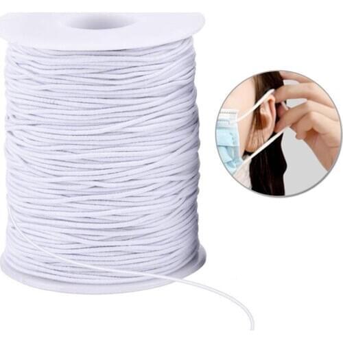 100m Roll Black White Round Elastic Cord String Thread DIY Mask Bracelet Crystal Stretch Line Mask Making Accessories 1mm/2mm
