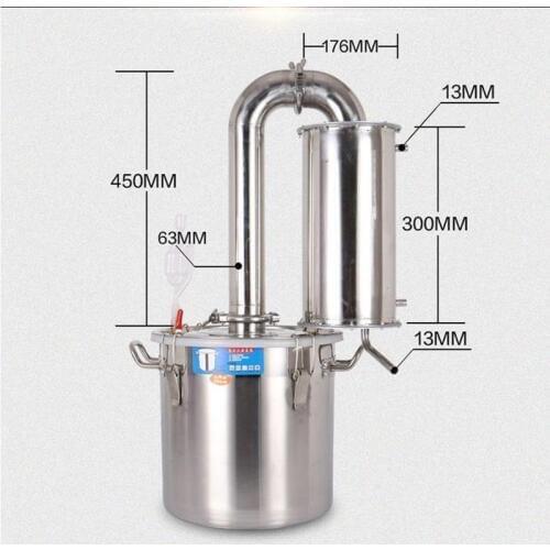 20/70 L liters 5/18 Gal New Stainless Steel Home Pure Water Whiskey Alcohol Beer Distiller Wine Making Brew Kit