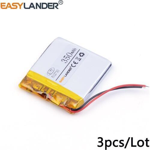 3pcs /Lot 502730 350mah 3.7v lithium Li ion polymer rechargeable battery for multi-functional use Driving recorder mouse 052730