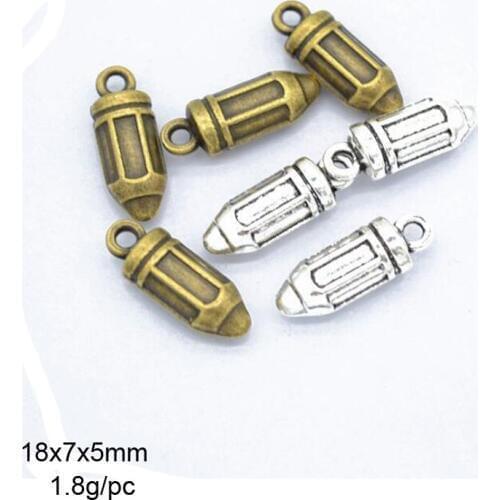 30pcs 18x7x5mm Alloy Antique Silver/Antique Bronze Pencil Charms Pendant Fit For DIY Necklace Bracelet