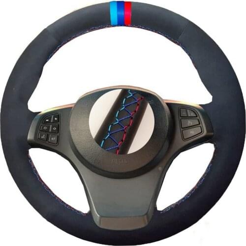 Alcantara Hand-Stitched Black Suede Car Steering Wheel Cover for BMW E53 X5 2004 - 2006 E83 X3 2003 - 2010 Car Accessories