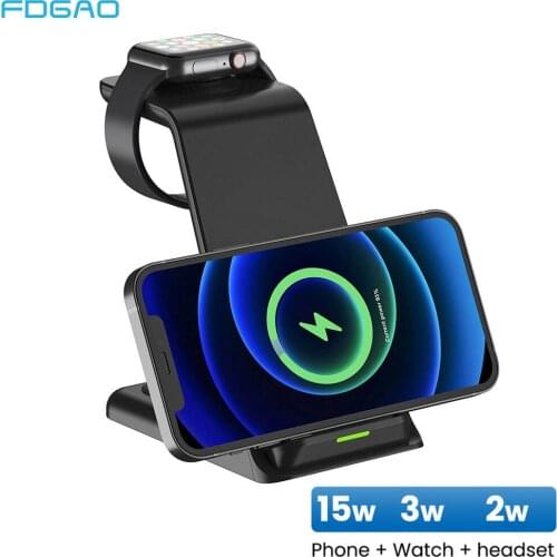 20W 3 in 1 Wireless Charger for iPhone 12 11 XS XR X 8 Induction Fast Charging Dock Station For Apple Watch 6 SE 5 4 Airpods Pro