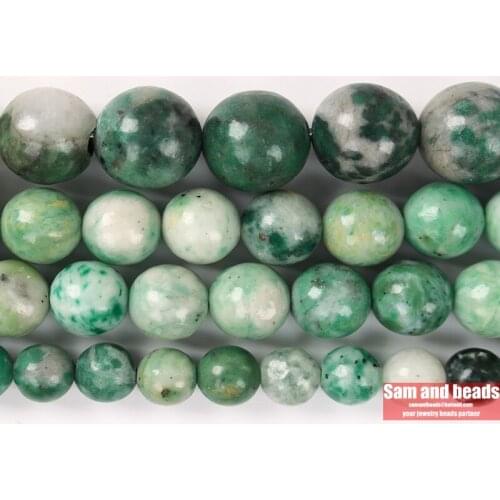 Wholesale Natural Green Spot Jaspers Round loose Beads 15" Strand 4 6 8 10 12MM Pick Size For Jewelry Making GSB21