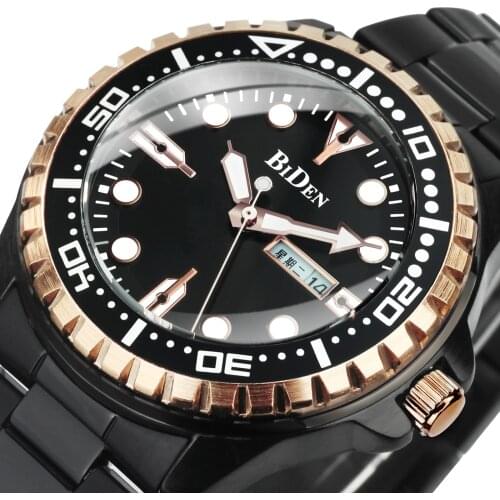 BIDEN Military Watches Mens 2021 Top Brand Luxury Watch for Men Quartz Wristwatches Calendar Luminous Clock Steel Strap Business